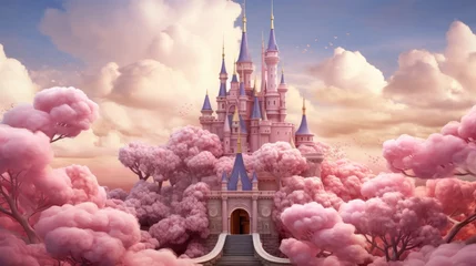 Fotobehang Paars Pink princess castle