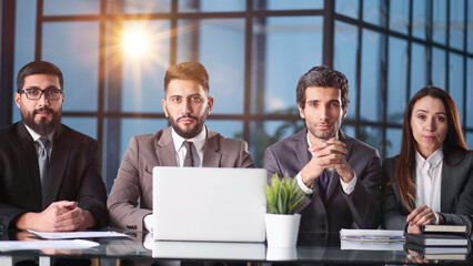 Interview. The corporate committee team is sitting at the table