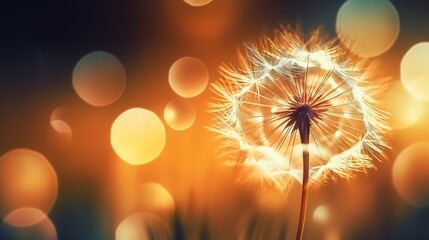  a dandelion with a blurry background is shown.  generative ai
