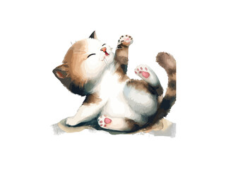 Cute Baby Watercolor Cat Clip Art
