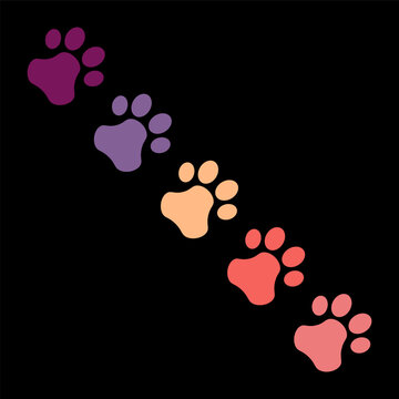 Art & IllustratioIsolated palllete color icon for cute animal dog or cat foot print, symbol of pet, animal pet shop and pets sign board design