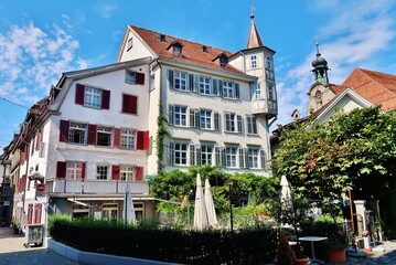 Fototapeta na wymiar Haus mit Erkertürmchen, St. Gallen, Schweiz