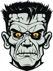 Vintage Monster frankenstein Halloween Vector Illustration, SVG