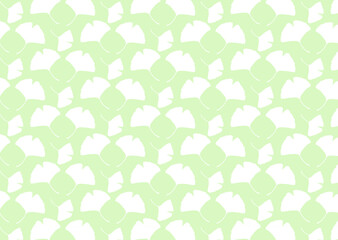 白い銀杏の葉の模様のグリーン背景の壁紙
