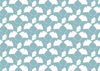 白い銀杏の葉の模様のブルー背景の壁紙
