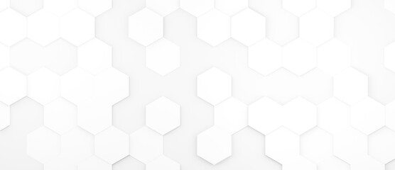 Hexagonal background with white hexagons, abstract futuristic geometric backdrop or wallpaper with copy space for text