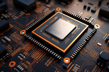 Motherboard. Electronic circuit board. CPU chip. Electronic components. Computer processor chip. Semiconductor. Microelectronic technology. integrated circuits. Microchip and processor.