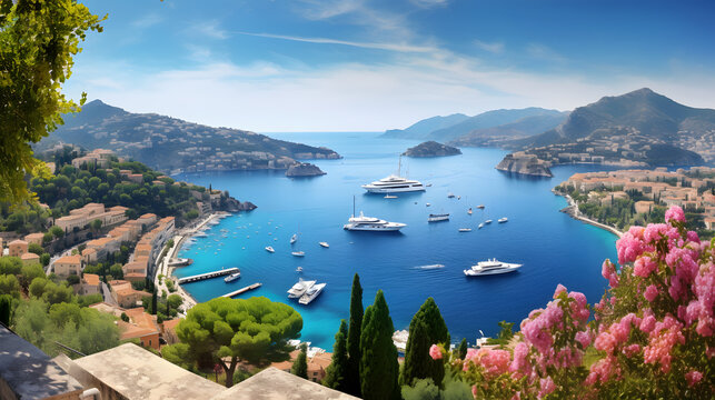 Witness the Mediterranean's vibrant allure with this awe-inspiring image. Yachts and sailboats line the harbor, offering a glimpse into the region's nautical elegance and maritime adventures. The sea'