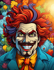 Fototapeta na wymiar smiling clown doodle illustration