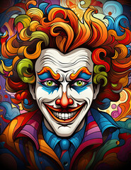 Fototapeta na wymiar smiling clown doodle illustration