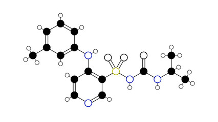 torasemide molecule, structural chemical formula, ball-and-stick model, isolated image loop diuretics