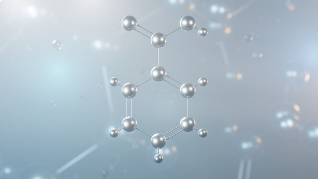 benzoic acid molecular structure, 3d model molecule, aromatic carboxylic acid, structural chemical formula view from a microscope