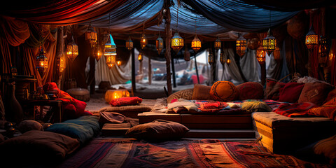 inside bedouin tent background - obrazy, fototapety, plakaty
