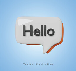 hello chat box in 3d vector illustration