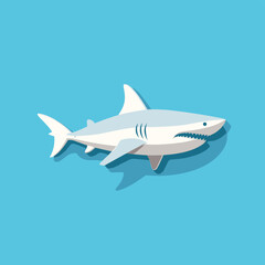 Fototapeta na wymiar Vector logo cute shark, shark icon, shark sticker