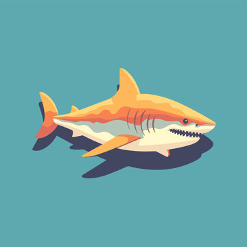 Vector logo cute shark, shark icon, shark sticker