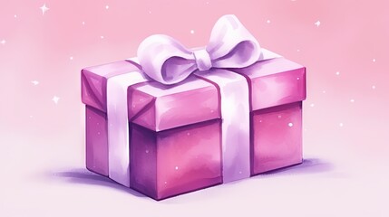  a pink gift box with a bow on top of it.  generative ai