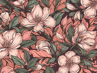 Möbelaufkleber pink flowers pattern seamles background © Rosyad