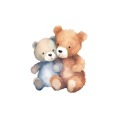Obraz premium Teddy bears isolated on white background in watercolor style