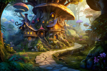 Obraz premium Fairy house in a magic forest