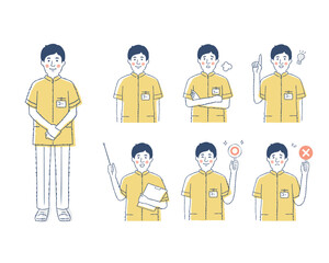 男性医療従事者の表情　バリエーションセット