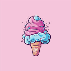 cotton candy ice cream clip art illustration