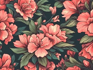 Fotobehang pink flowers pattern seamles background © Rosyad