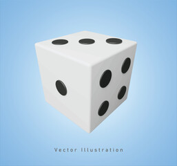 white dice in 3d vector illustration