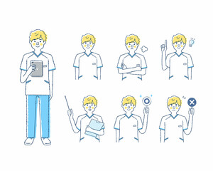 男性医療従事者の表情　バリエーションセット