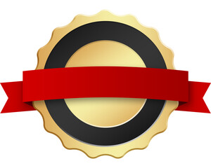 Gold Seal Badge with Red Ribbon