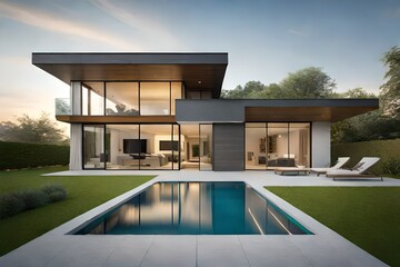 Fototapeta premium house exterior generative by AI technology