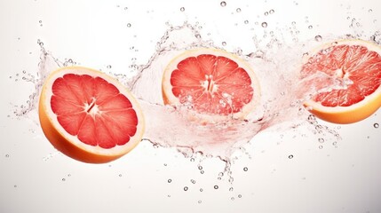  a grapefruit cut in half with water splashing on it.  generative ai