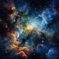 Fototapeta na wymiar Amidst the ebon sea, enigmatic nebulae lurk