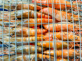Grilled Giant River Prawn and shrimp concept.