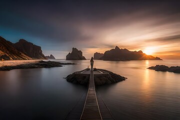 sunset over the lake