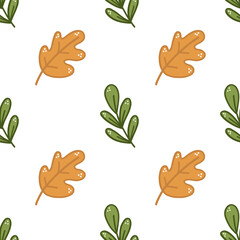 Seamless pattern with autumn leaves are falling. For greeting cards, wallpaper, gift paper, pattern fills, web page background, gift paper.
