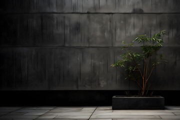 Tree in a vase, concrete wall background