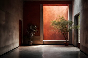 Plants in a corridor with natural light 