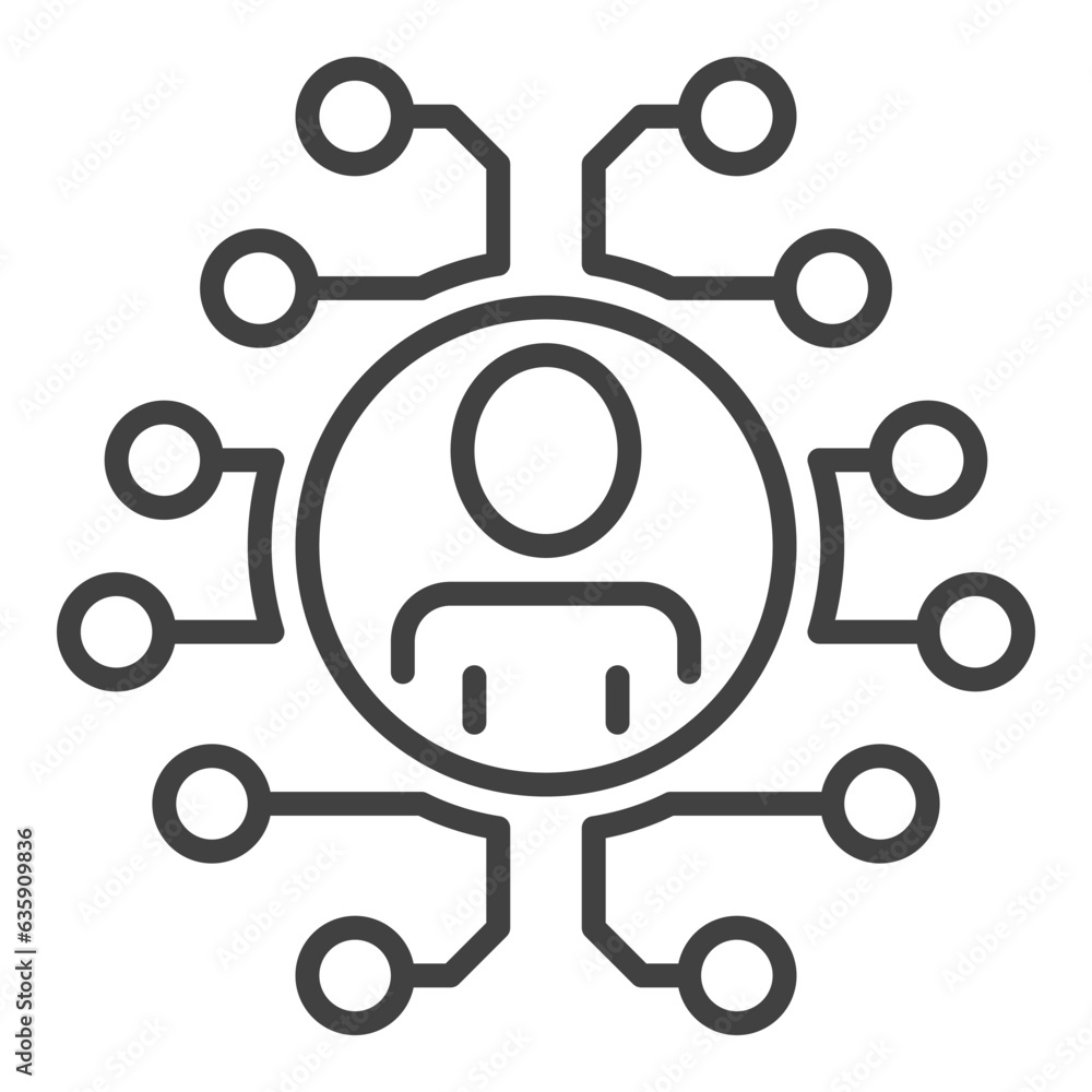 Poster digital brain and circle with man vector concept linear icon