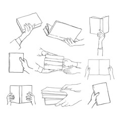 Sketch of a hand holding a book