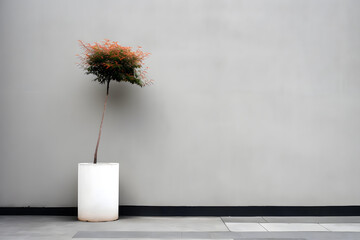 White vase with a plant