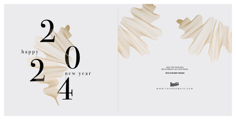 2024 logo and premium wish card with curve style. Happy new Year.	
