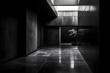 room interior black and white