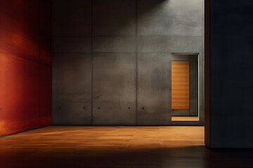 room with a door and a wall