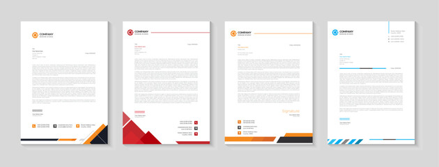 Clean and professional corporate company business letterhead template design with color variation bundle