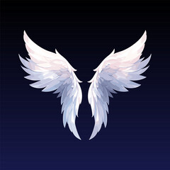 Obraz na płótnie Canvas Angel wings isolated on dark background. 3D bird wings design template. Vector illustration EPS10