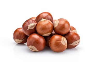 Extra big hazelnuts isolated on a white background generative ai