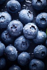 Fresh blueberry with drops of water