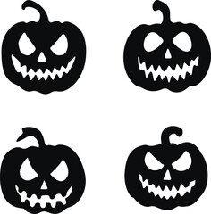 Halloween pumpkin set, Funny Halloween pumpkins, Vector illustration, SVG