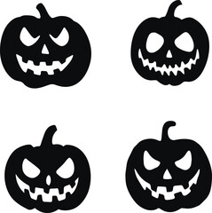 Halloween pumpkin set, Funny Halloween pumpkins, Vector illustration, SVG
